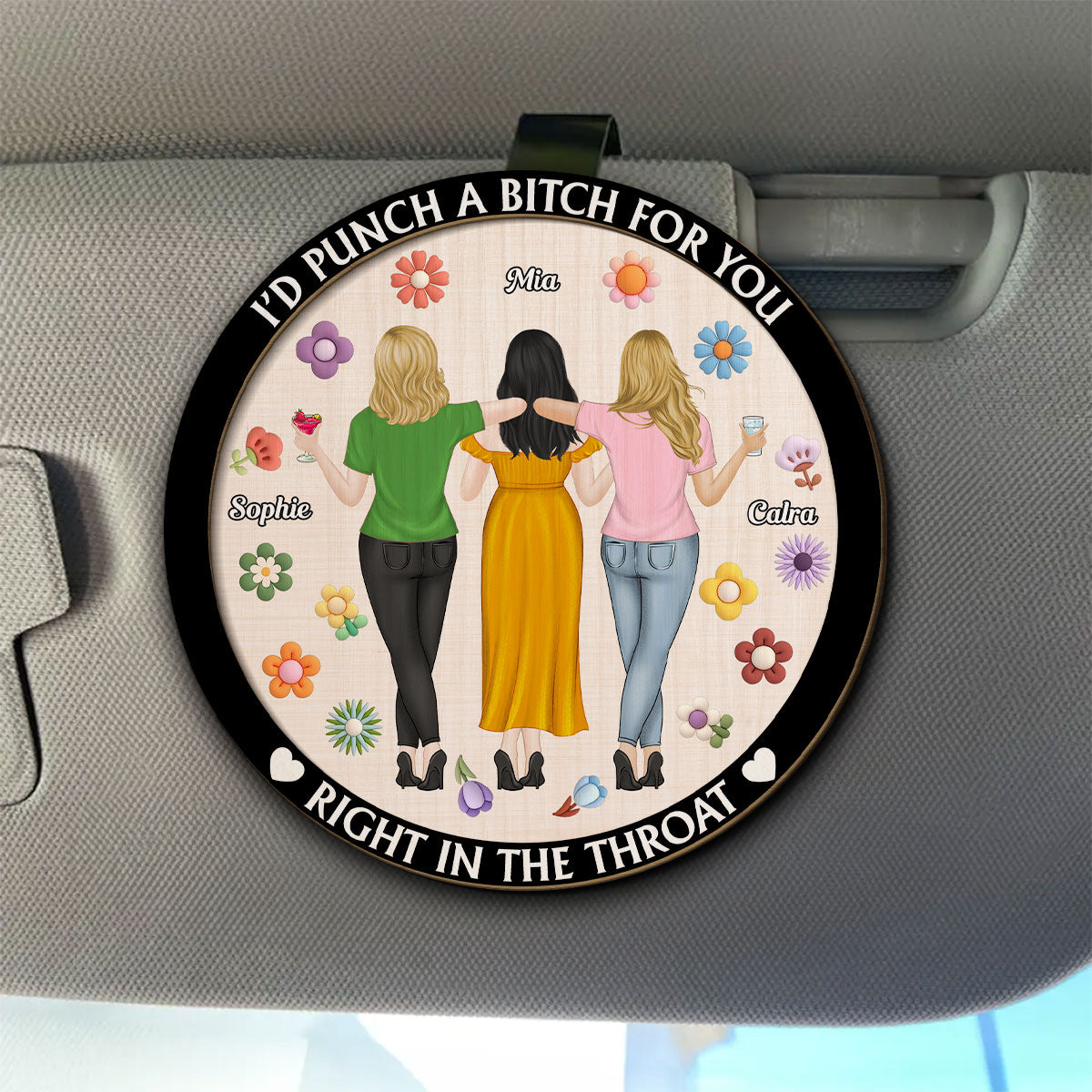 Right In The Throat Besties - Personalized Custom Car Visor Clip