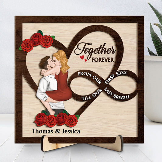 From Our First Kiss Till Our Last Breath - Personalized Custom Wooden Plaque