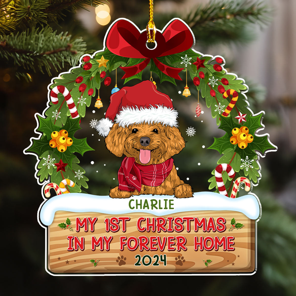1st Christmas In Forever Home - Personalized Custom Acrylic Ornament
