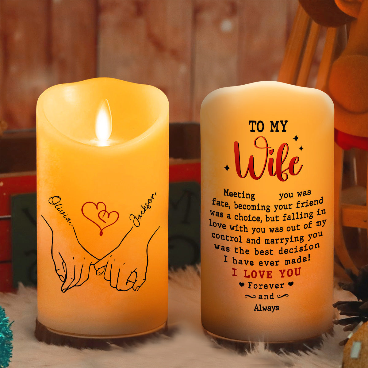 To My Wife I Love You Forever And Always - Personalized Custom LED Candle