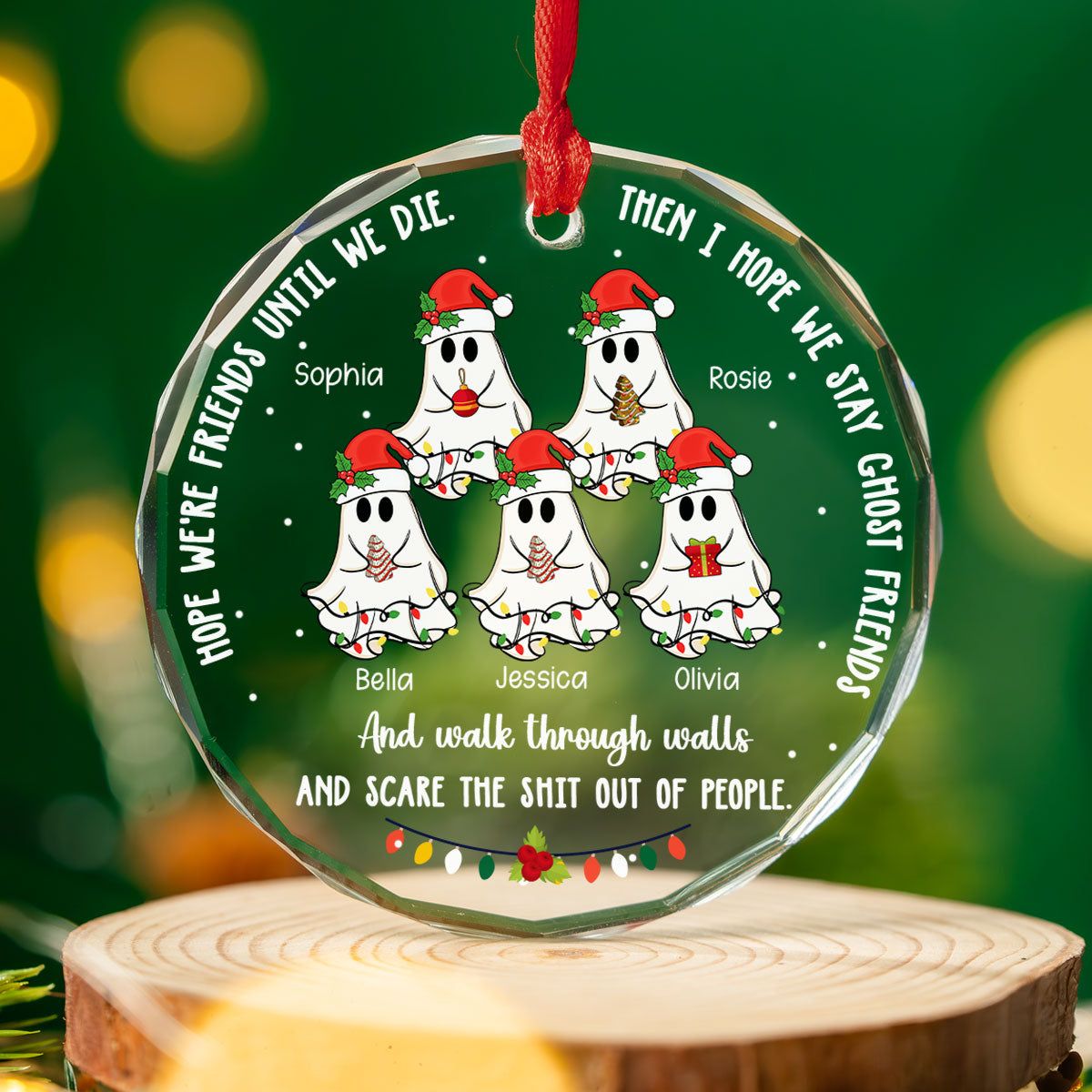 Ghost Friends - Personalized Custom Glass Ornament