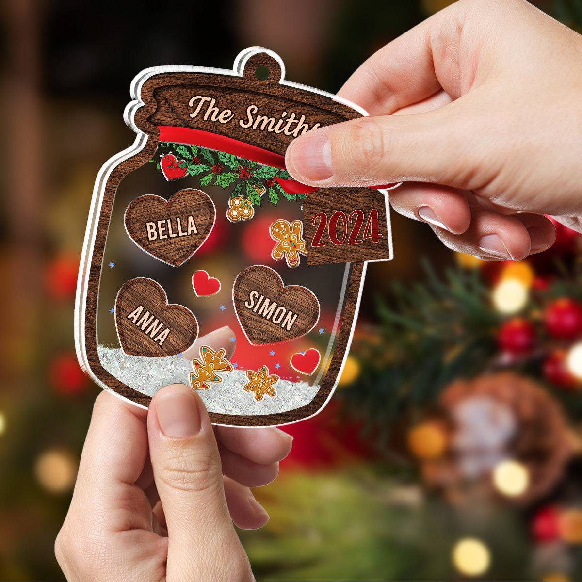 Family Name Christmas - Personalized Custom Acrylic Shaker Ornament