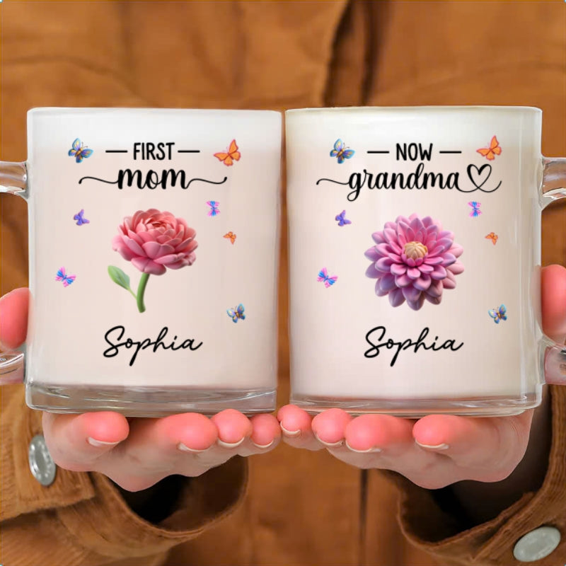 Grandma Birthmonth Flower - Personalized Custom Glass Mug