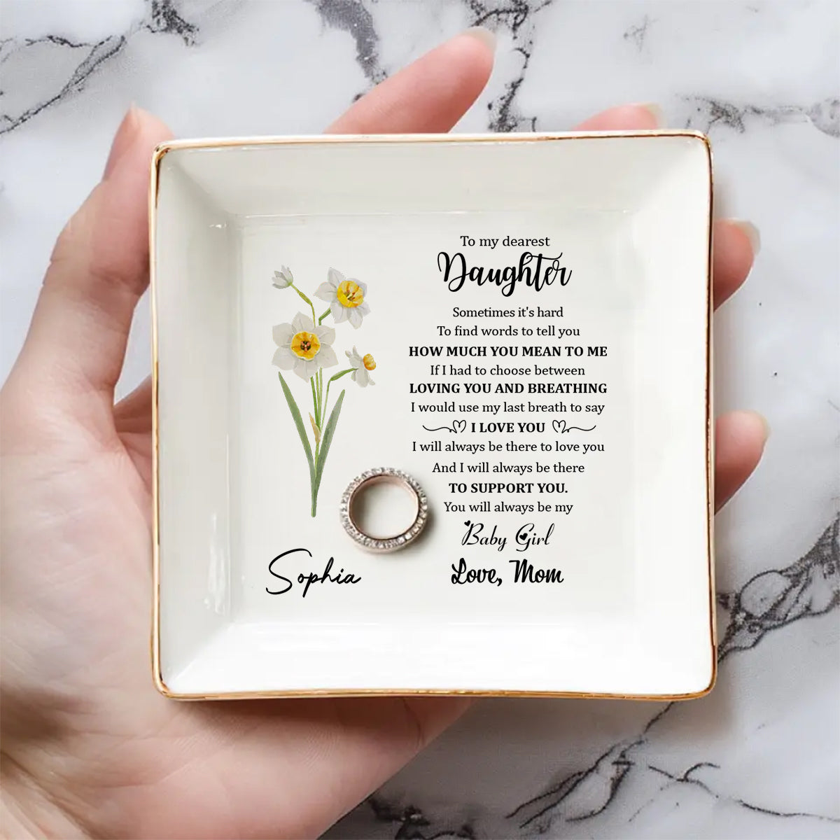 Mom Always Be There To Support Daughter - Personalized Custom Jewelry Dish