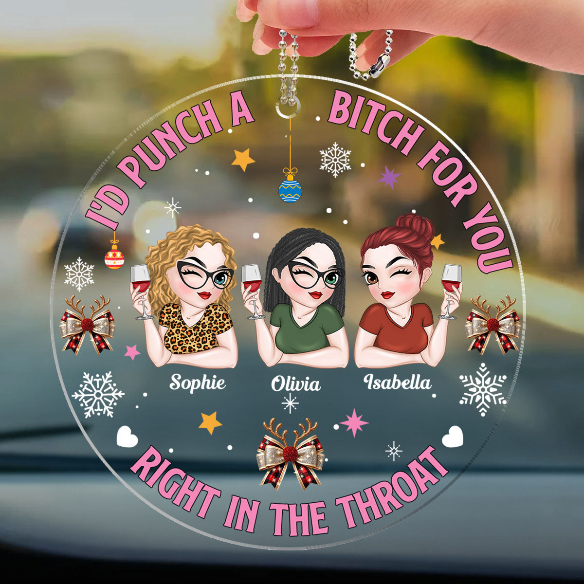 Bestie Right In The Throat - Personalized Custom Car Ornament