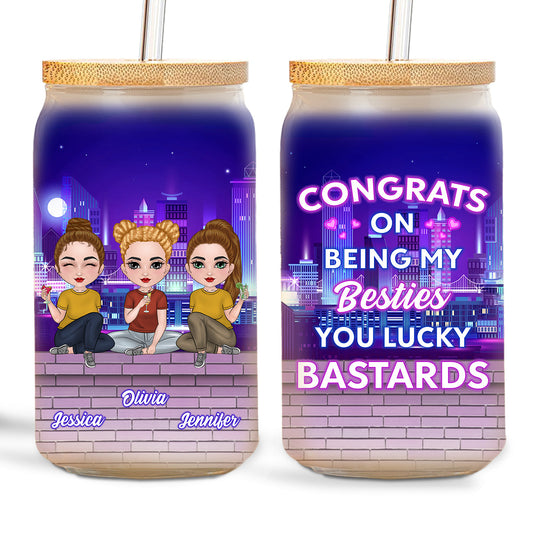 Congrats On Being My Bestie - Personalized Custom Glass Can