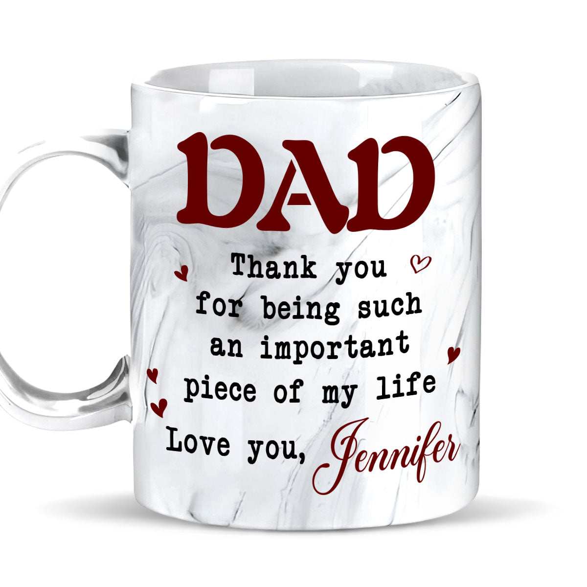 Piece Of My Life - Personalized Custom Grey Marble Mug