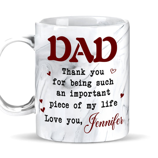 Piece Of My Life - Personalized Custom Grey Marble Mug