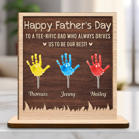 Best Dad By Par - Personalized Custom 2-Layer Wood Plaque With Flat Base