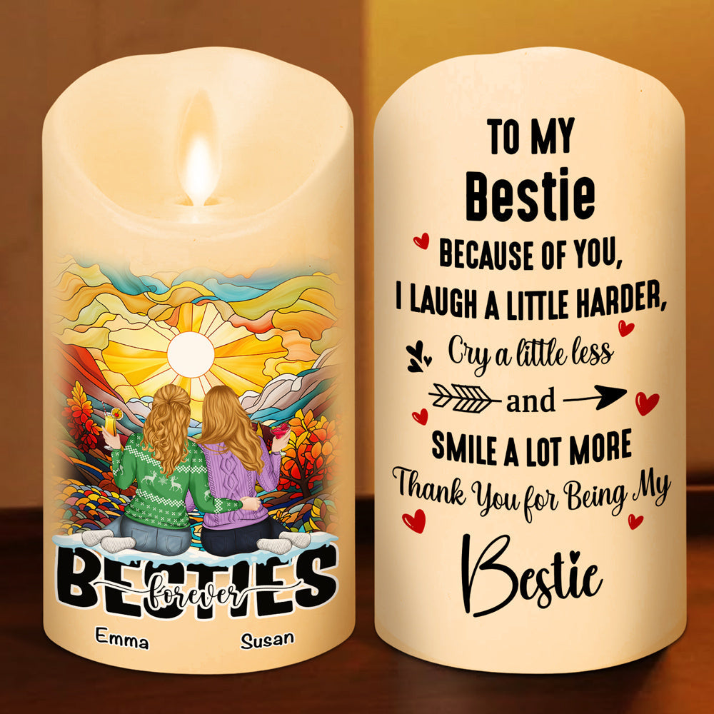 Because of You I Laugh a Little Harder Version 2 - Personalized Custom LED Candle
