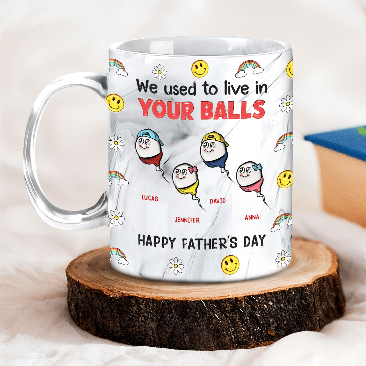 We Used To Live In Your Balls - Personalized Custom Grey Marble Mug