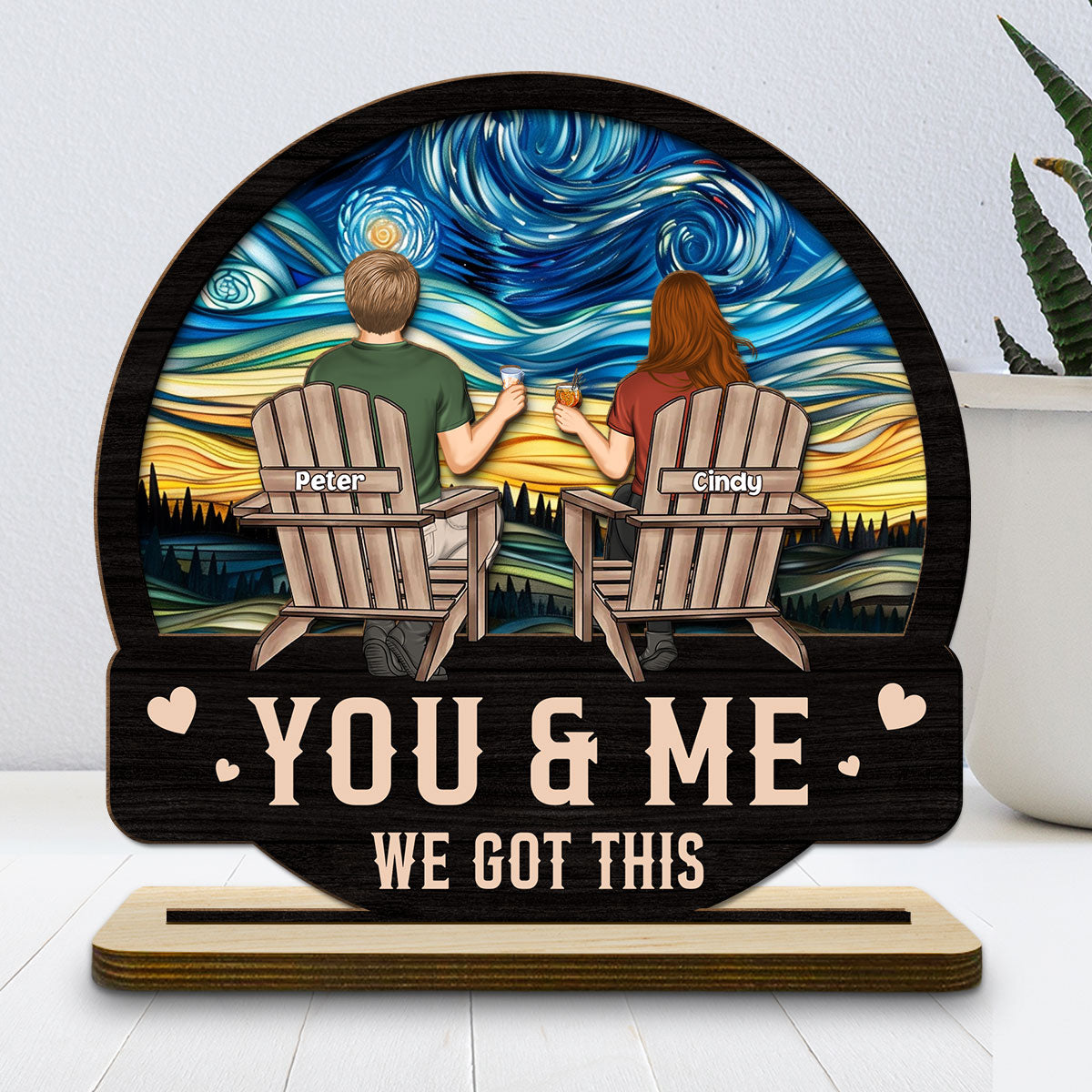 We got this - Personalized Custom 2-Layer Wood Plaque With Flat Base