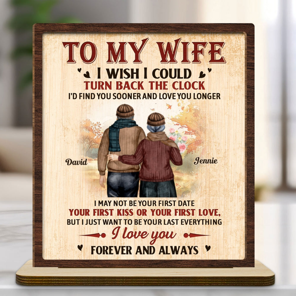 Love You Longer - Personalized Custom 2-Layer Wood Plaque With Flat Base