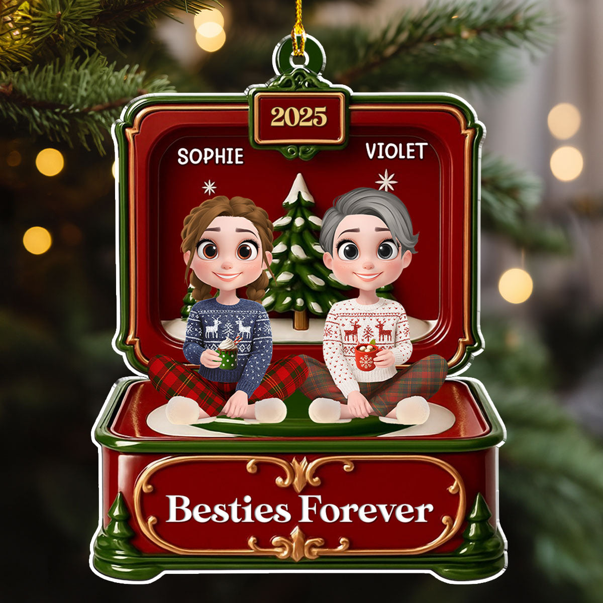 Sisters Forever - Personalized Custom Acrylic Ornament