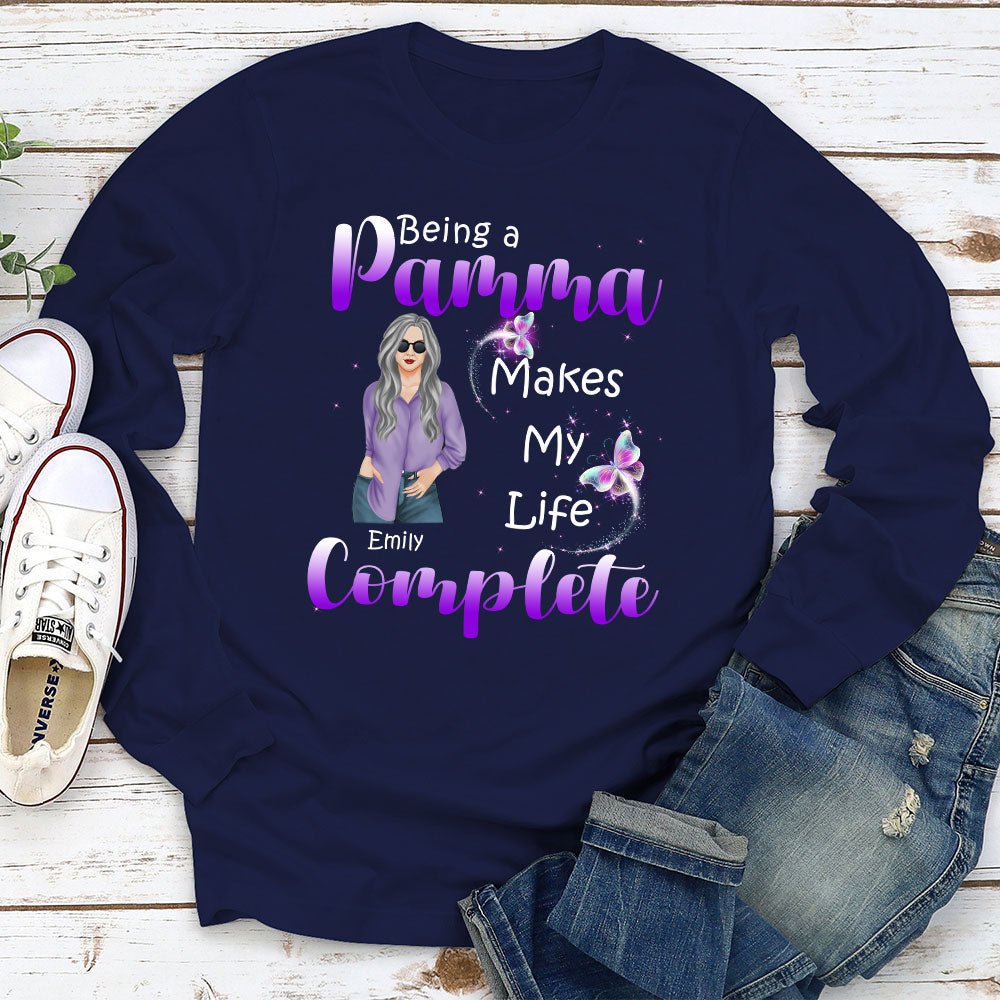 Being A Grandma - Personalized Custom Long Sleeve T-shirt