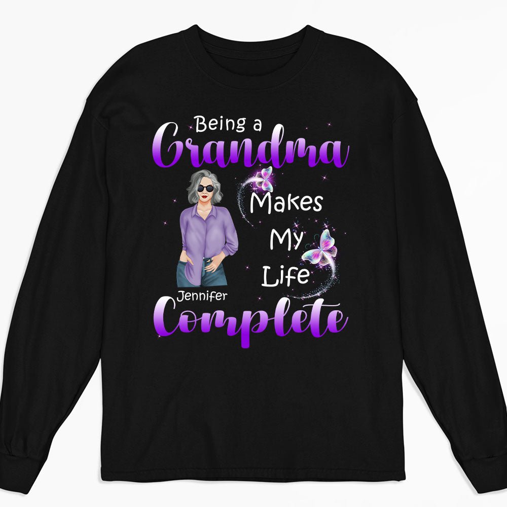 Being A Grandma - Personalized Custom Long Sleeve T-shirt