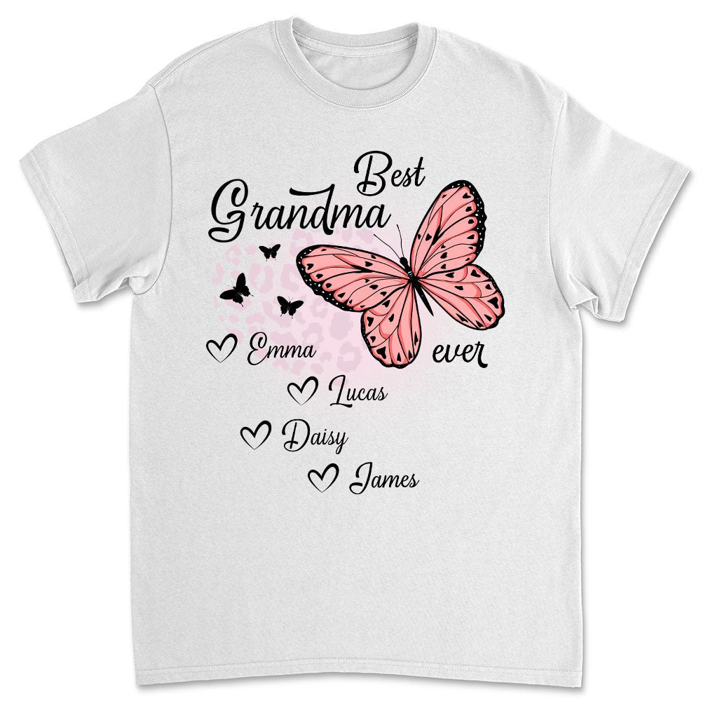 Best Grandma Ever Butterfly - Personalized Custom Unisex T-shirt