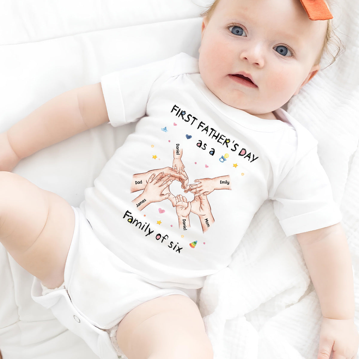 Family Of Three - Personalized Custom Baby Onesie