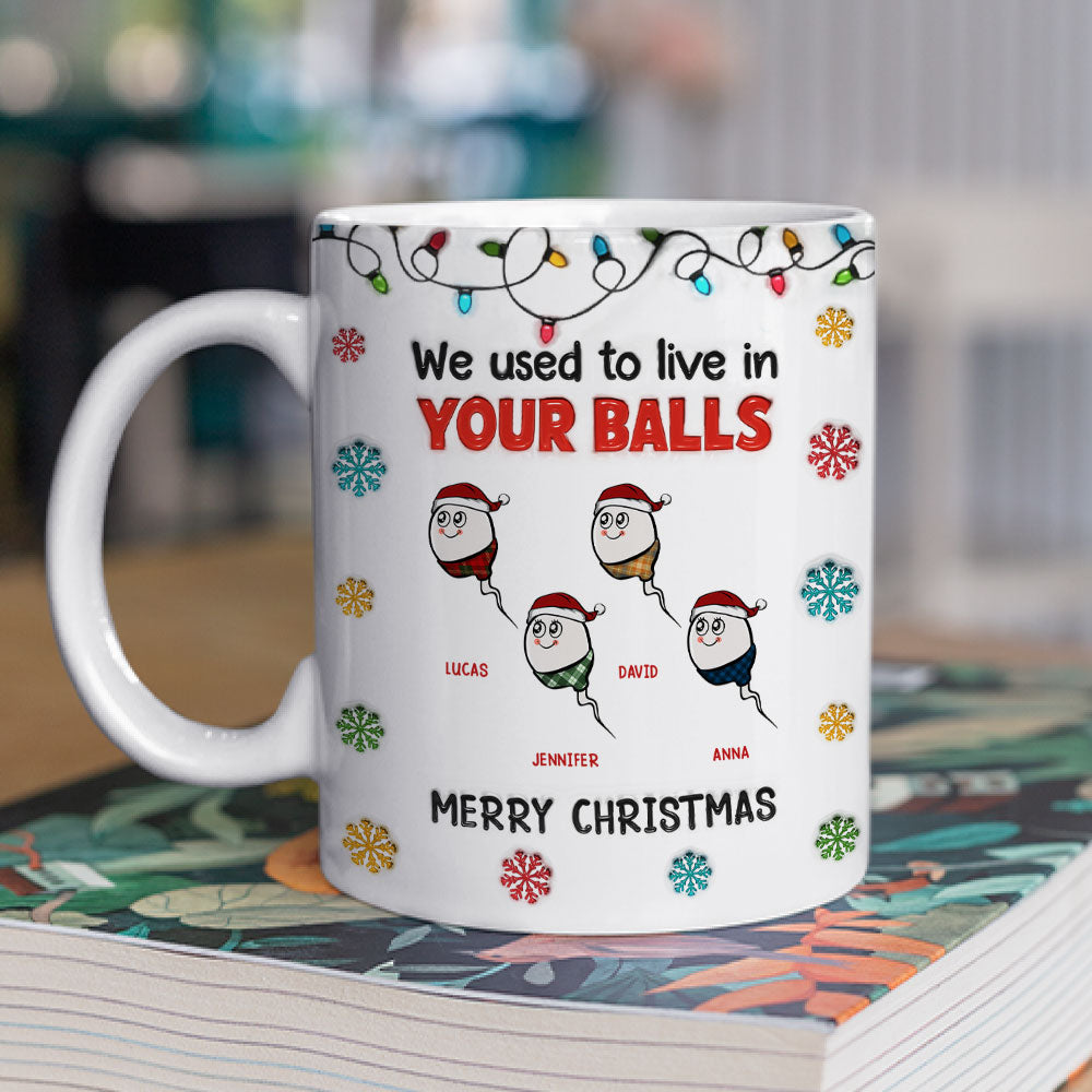 Merry Christmas I Used To Live In Your Balls - Personalized Custom 3D Inflated Effect Mug