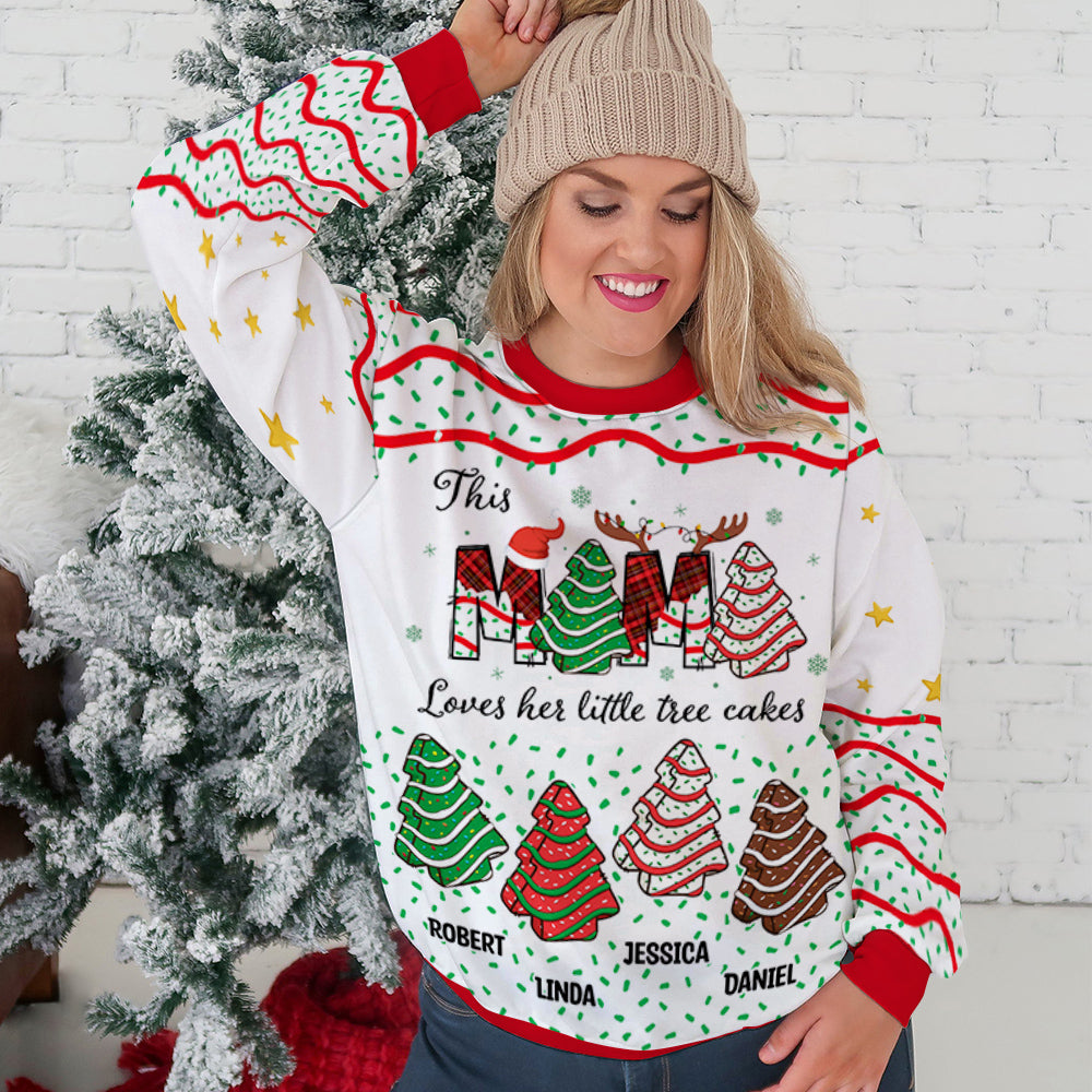 Grandma Christmas Tree Cake - Personalized Custom All-Over-Print Sweatshirt