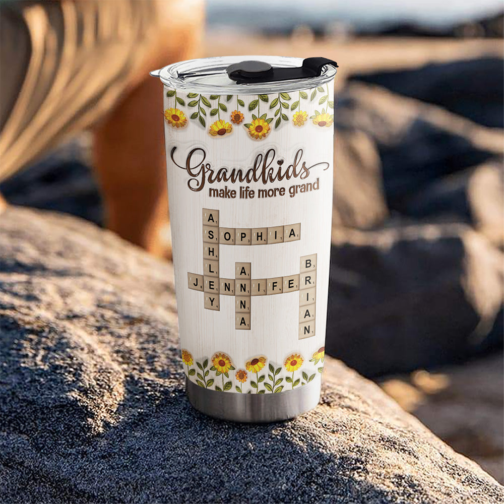 Grandkids Make Life Filled With Love Crossword - Personalized Custom 3D Inflated Effect Tumbler