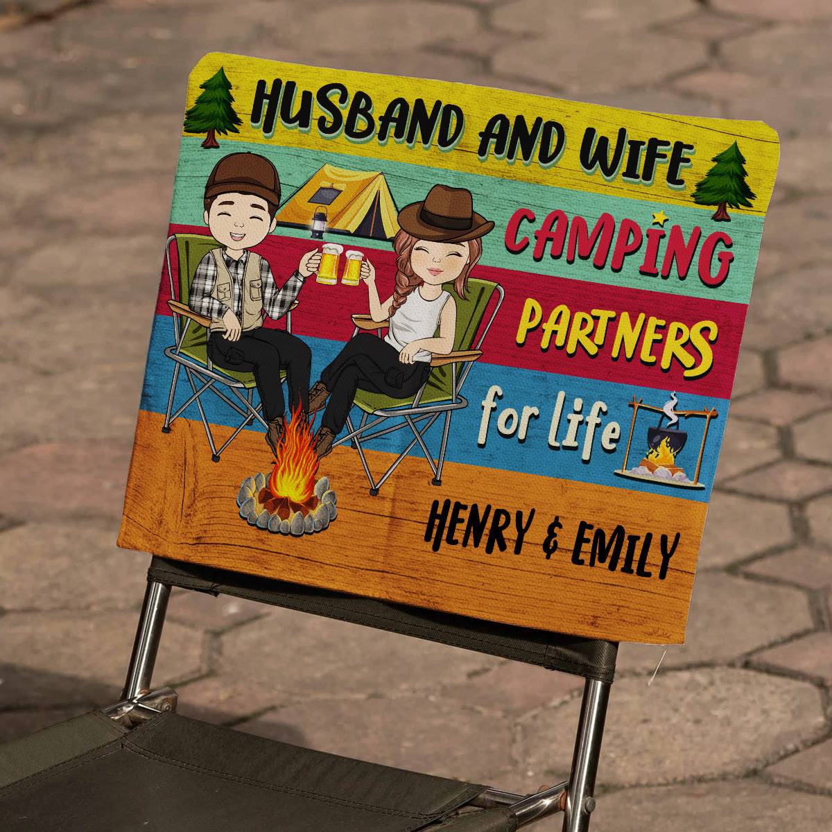 Husband And Wife Camping Partners - Personalized Custom Camping Chair Cover
