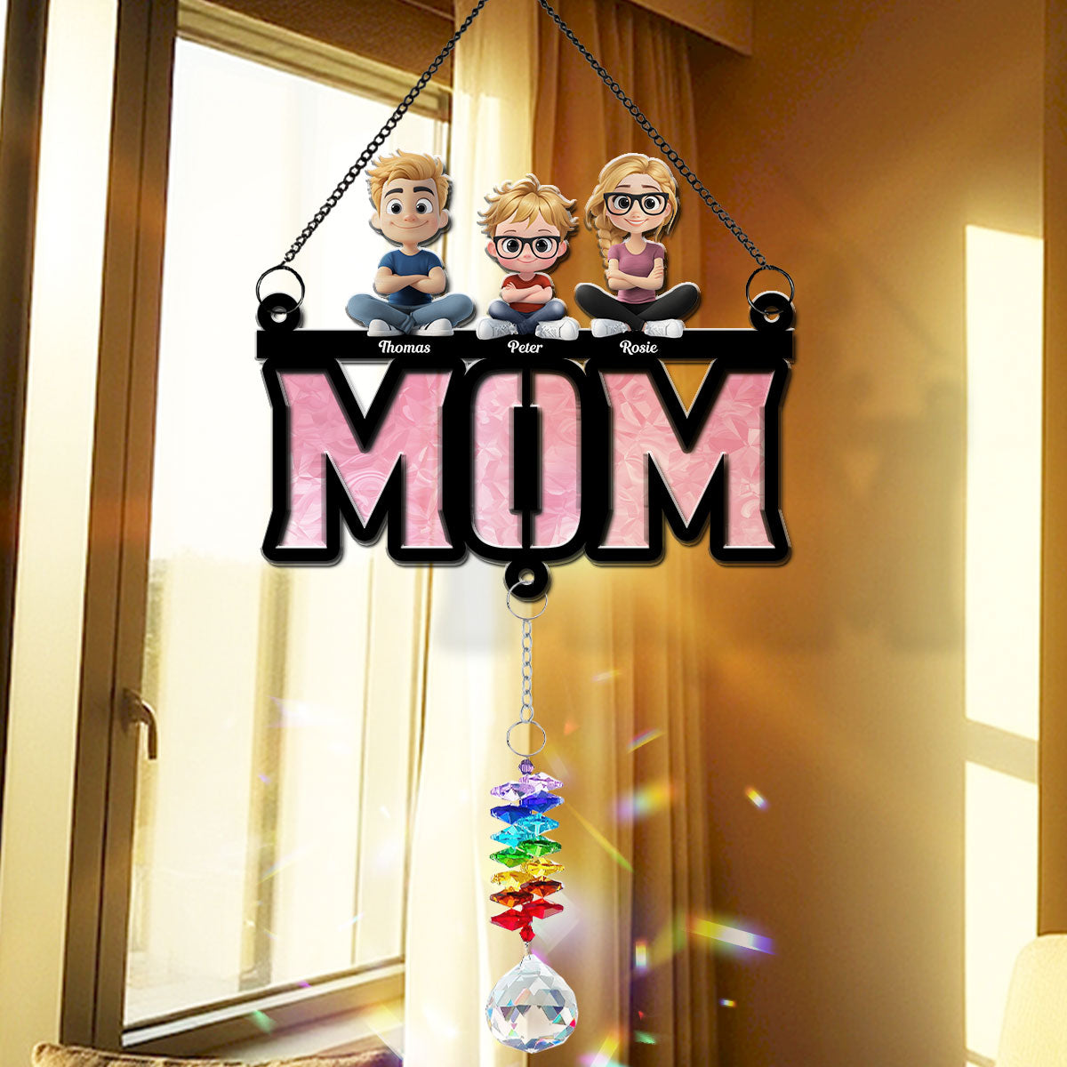 Mother Is Our Sunshine - Personalized Custom Suncatcher With Crystal Rainbow Charm