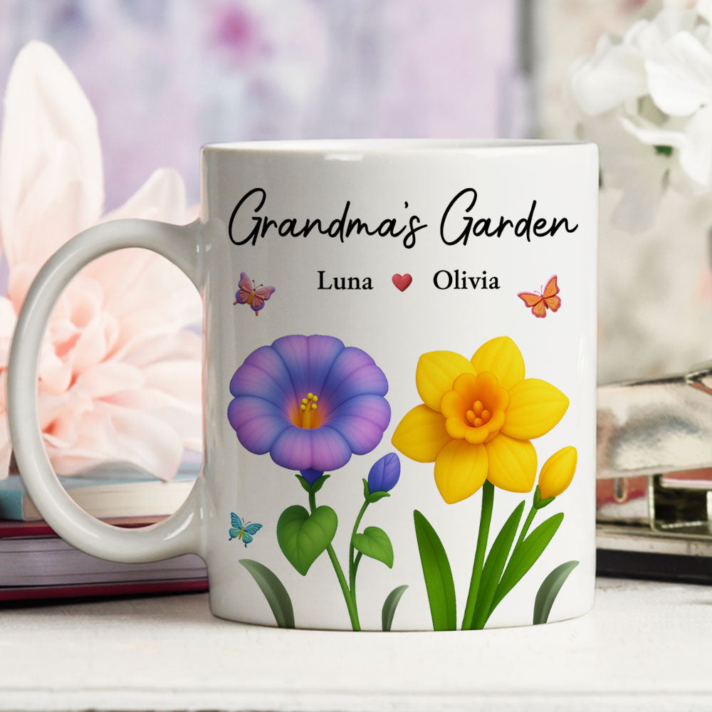 Grandma Garden Flowers - Personalized Custom Coffee Mug