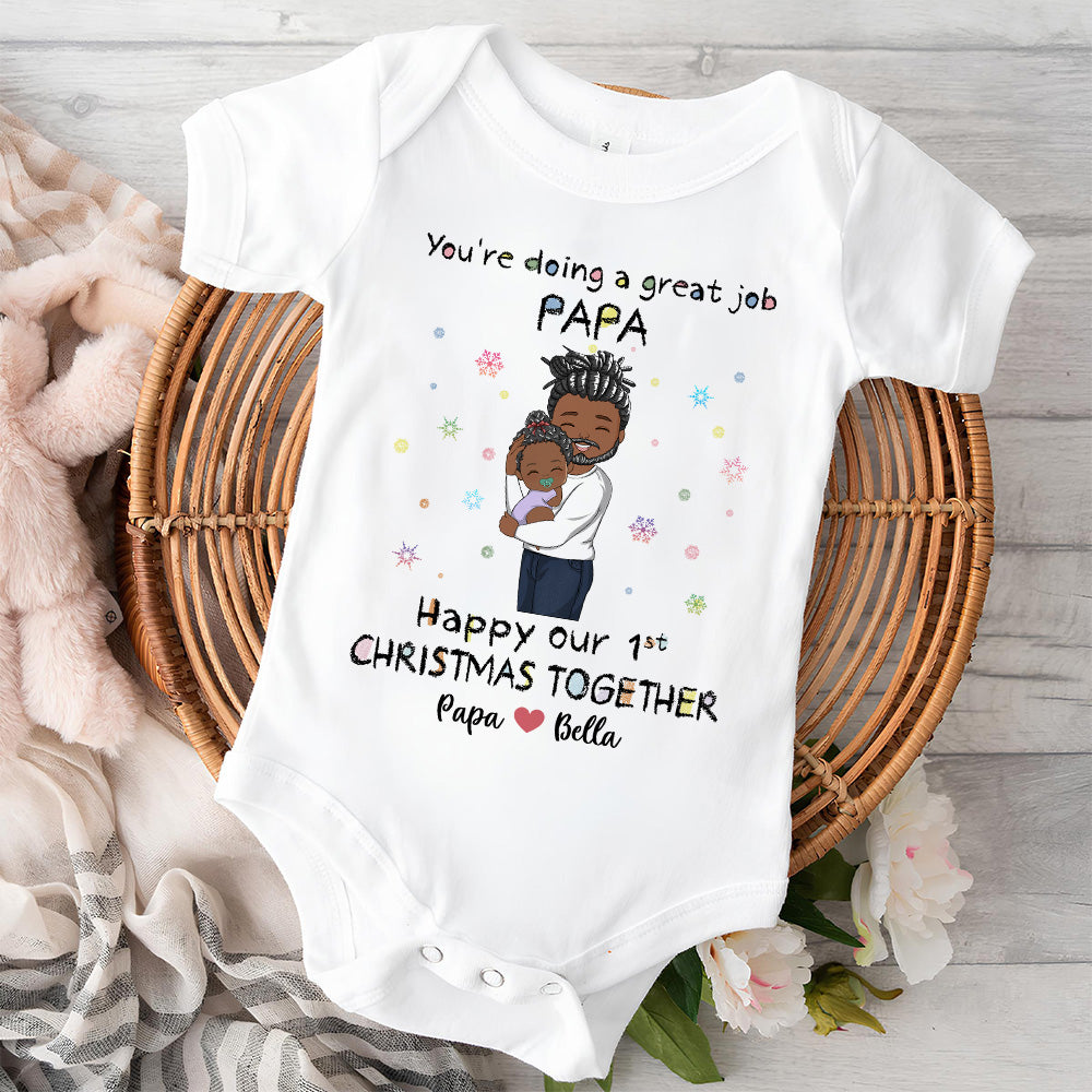 Daddy Doing A Great Job Christmas - Personalized Custom Baby Onesie