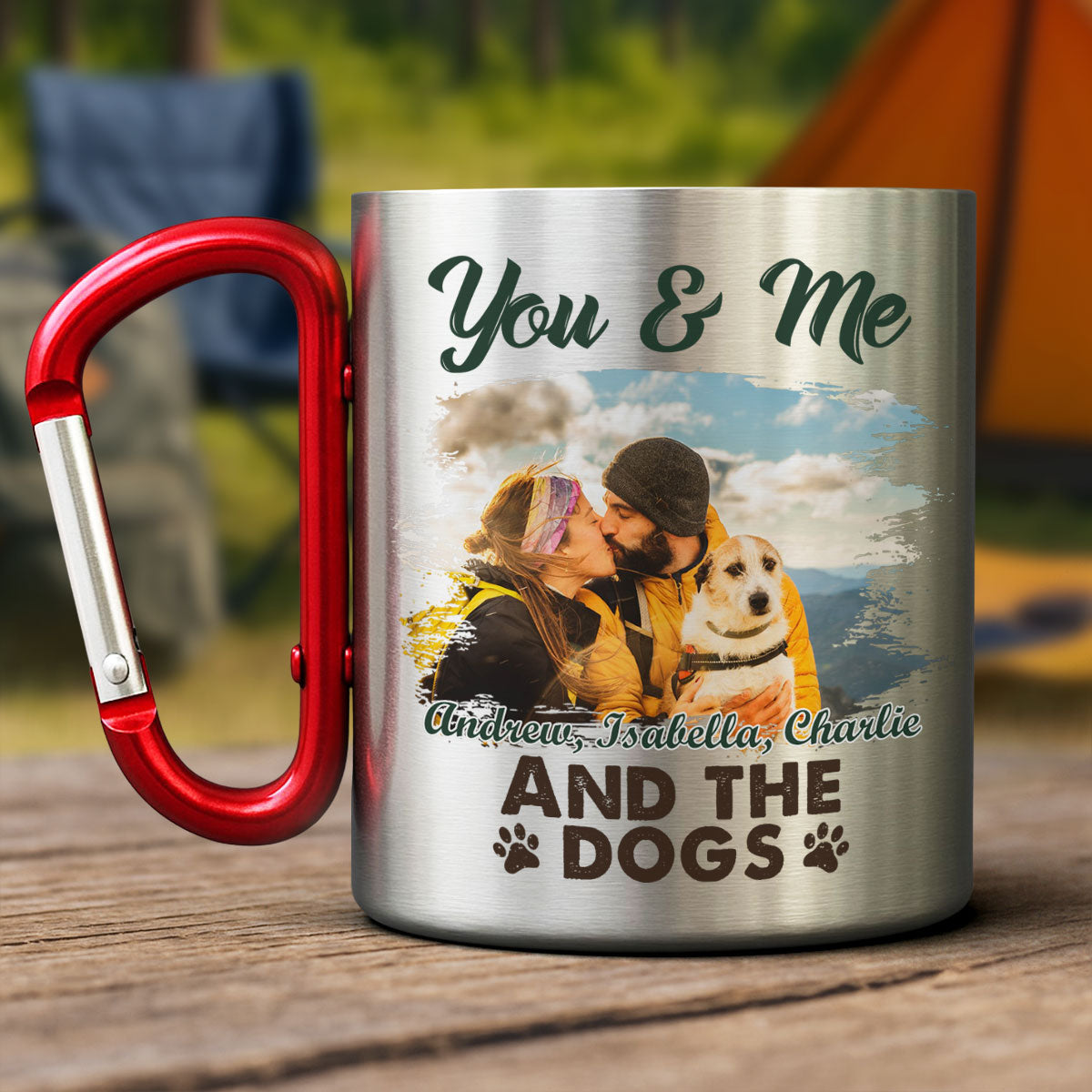 You & Me And The Dog Photo - Personalized Custom Carabiner Mug