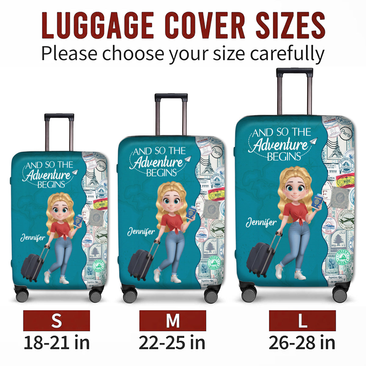 Wanderlust World Map - Personalized Custom Luggage Cover