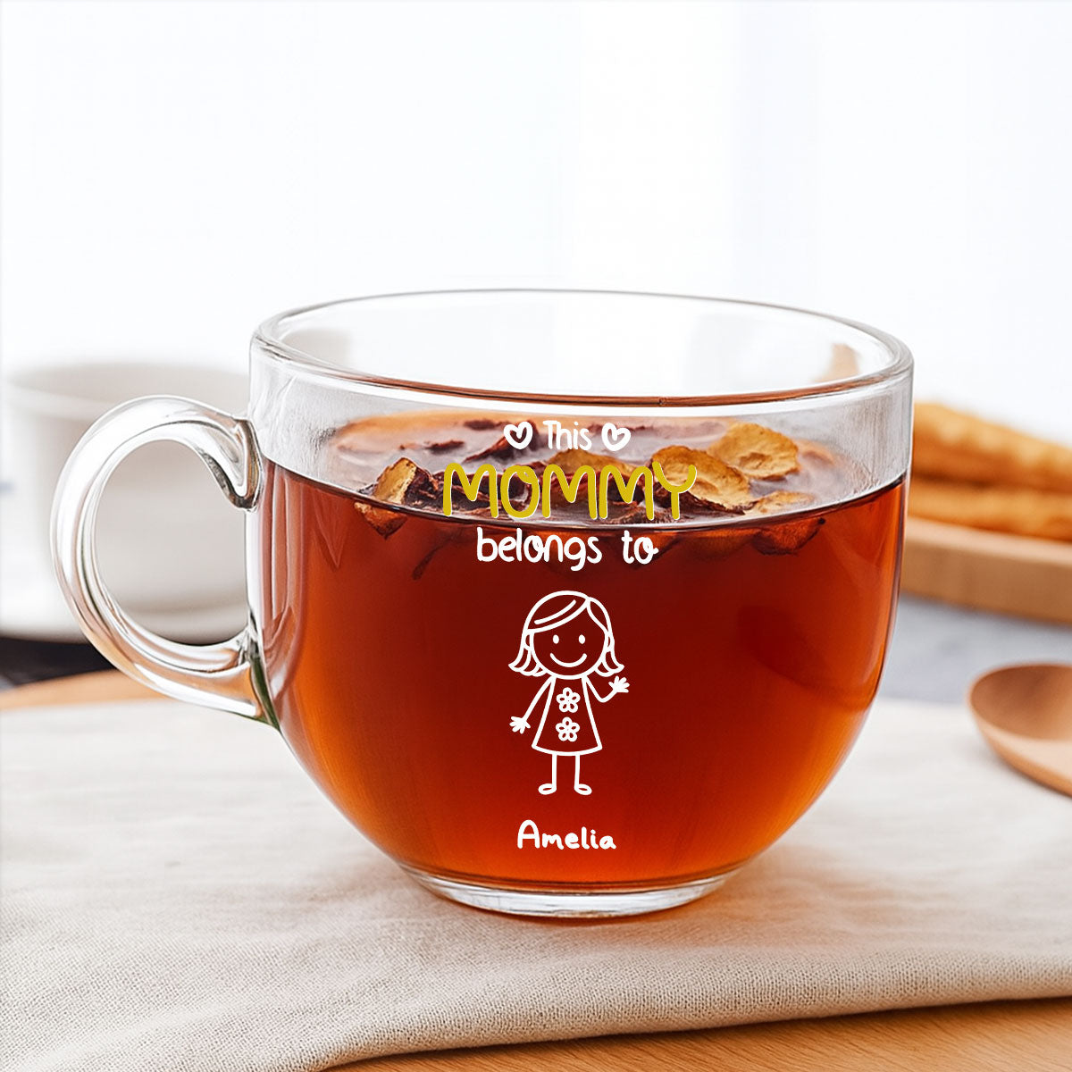 This Nana Belongs To Us - Personalized Custom Glass Tea Cup