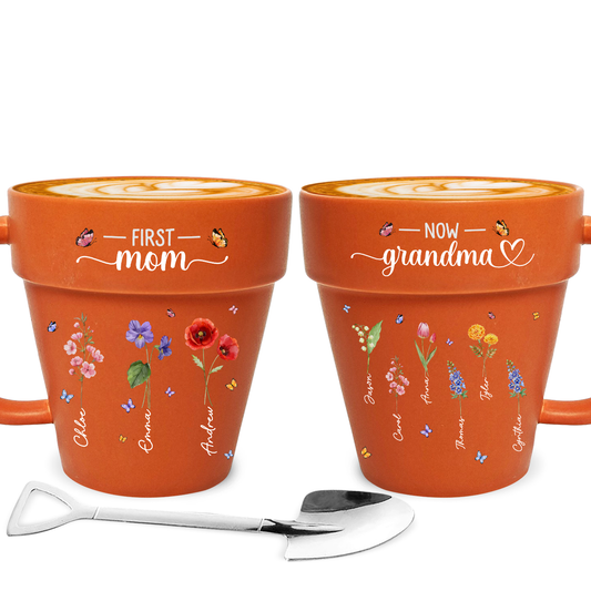 Grandma Birthmonth Flower - Personalized Custom Plant Pot Mug