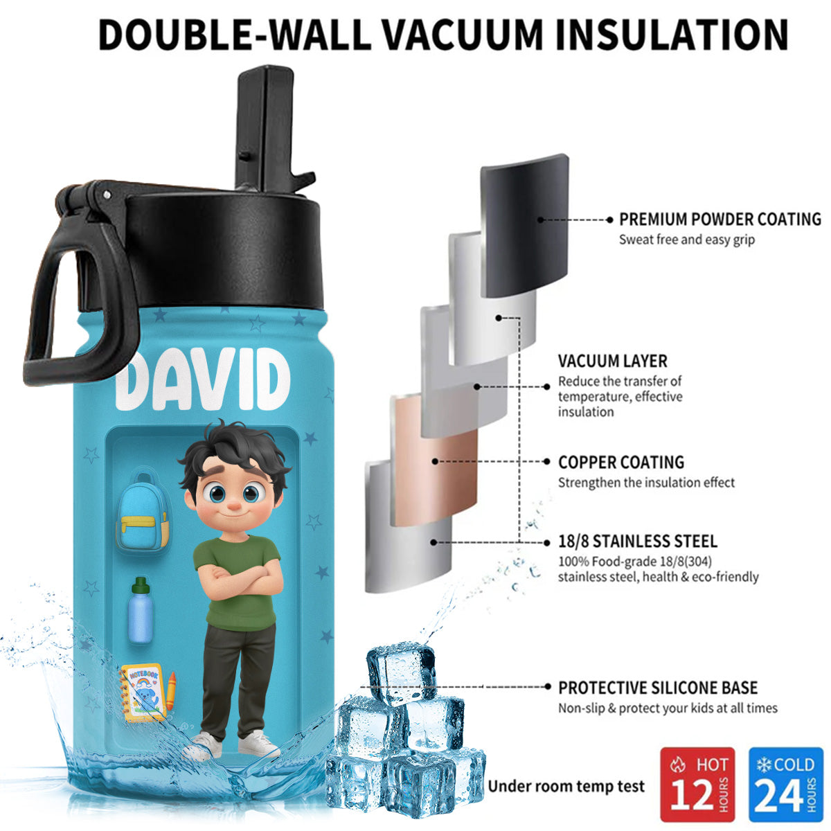 Kid Back To School - Personalized Custom Kids Water Bottle