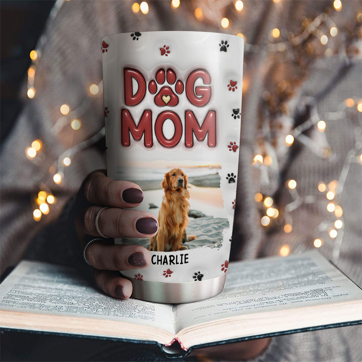 Lovely Dog Mom Photo - Personalized Custom 3D Inflated Effect Tumbler