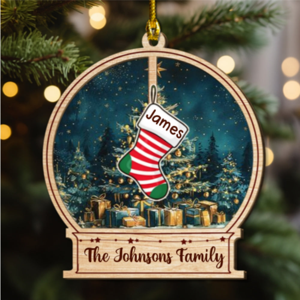Our Family This Christmas - Personalized Custom 2-layered Wood Ornament