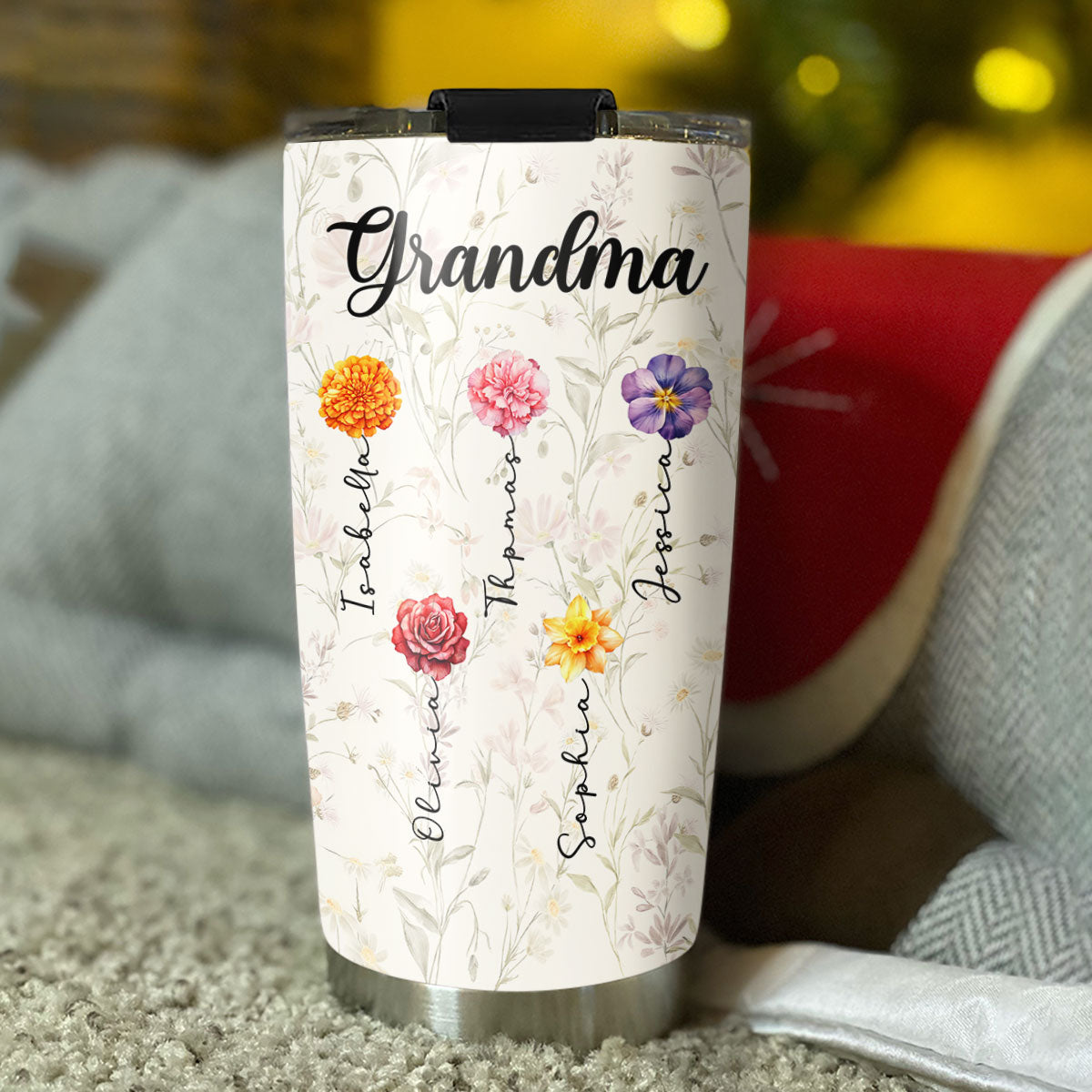 Grandma Lovely Flowers - Personalized Custom Tumbler