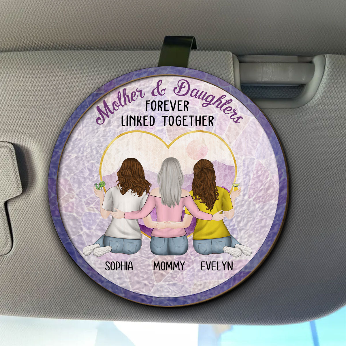 Mother And Daughters Forever Linked Together - Personalized Custom Car Visor Clip