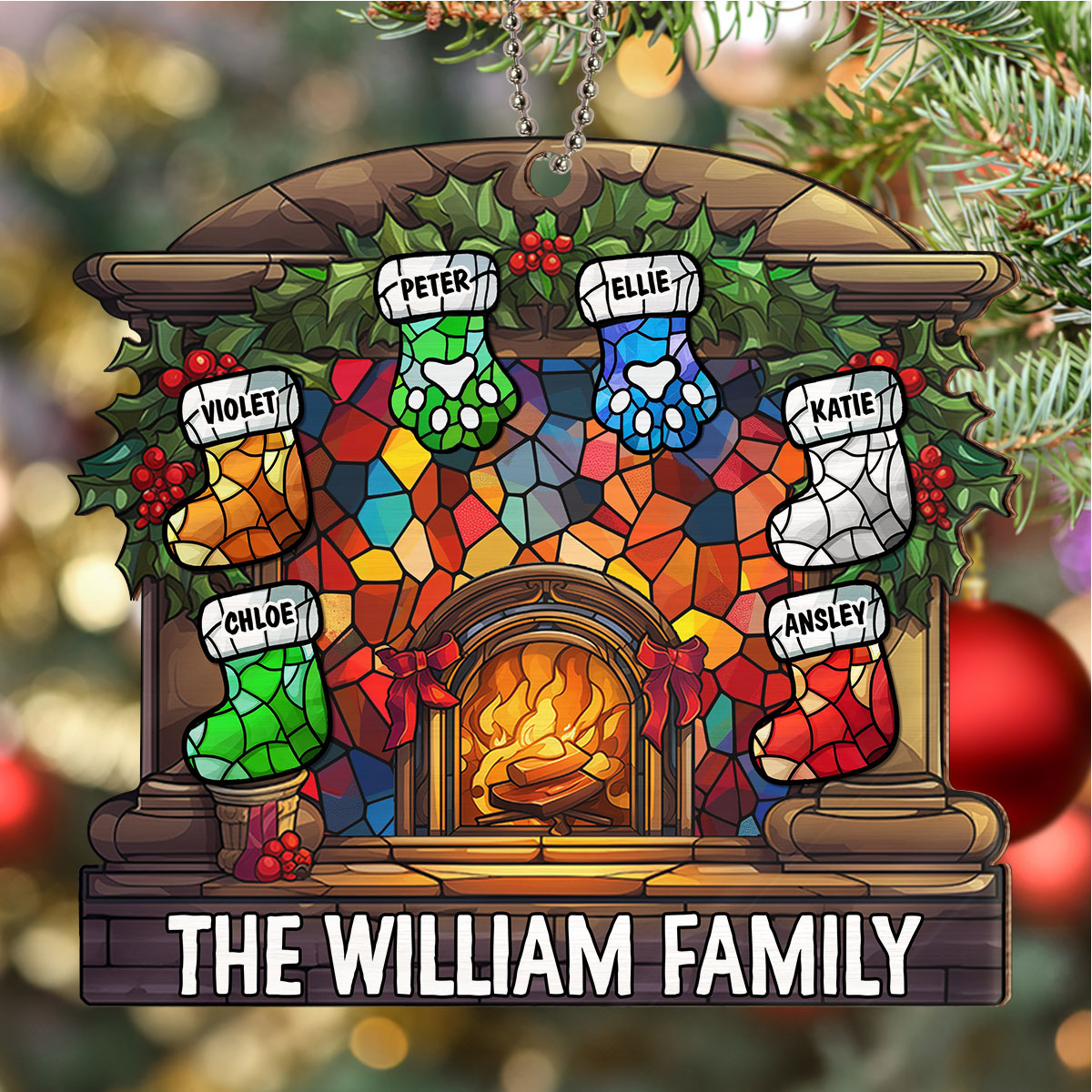 Warm Stockings - Personalized Custom Suncatcher Ornament