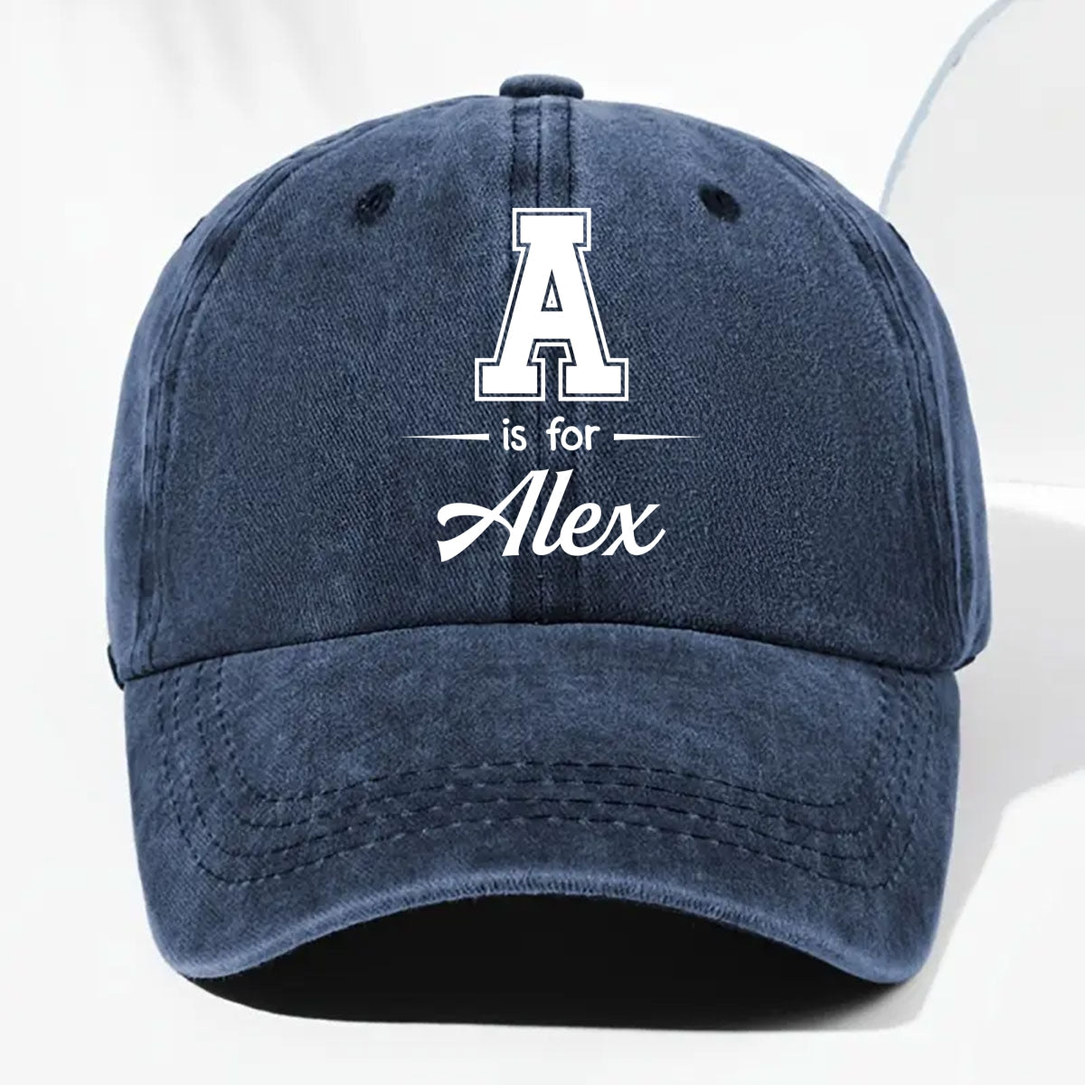 Baby Name - Personalized Custom Vintage Washed Denim Cap