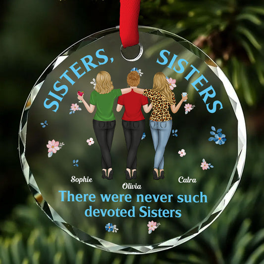 Devoted Sisters - Personalized Custom Glass Ornament