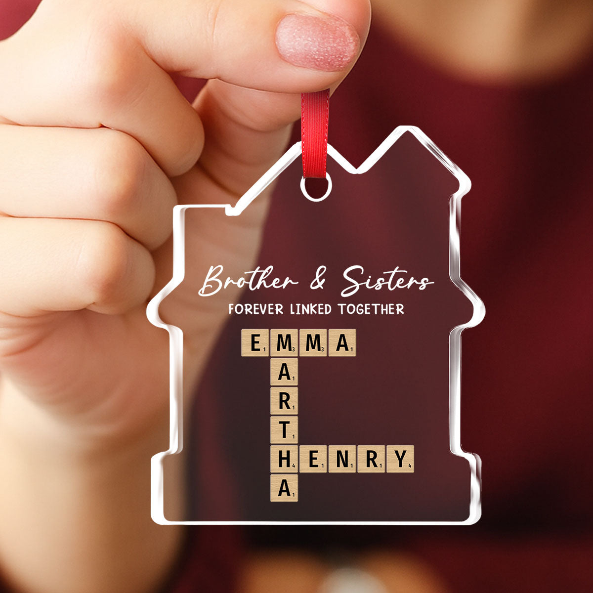 Family Roots Keep Us Together - Personalized Custom House Shaped Glass Ornament
