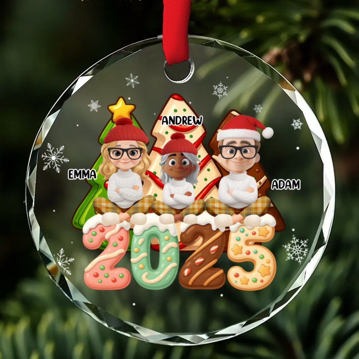 Family Cake - Personalized Custom Glass Ornament