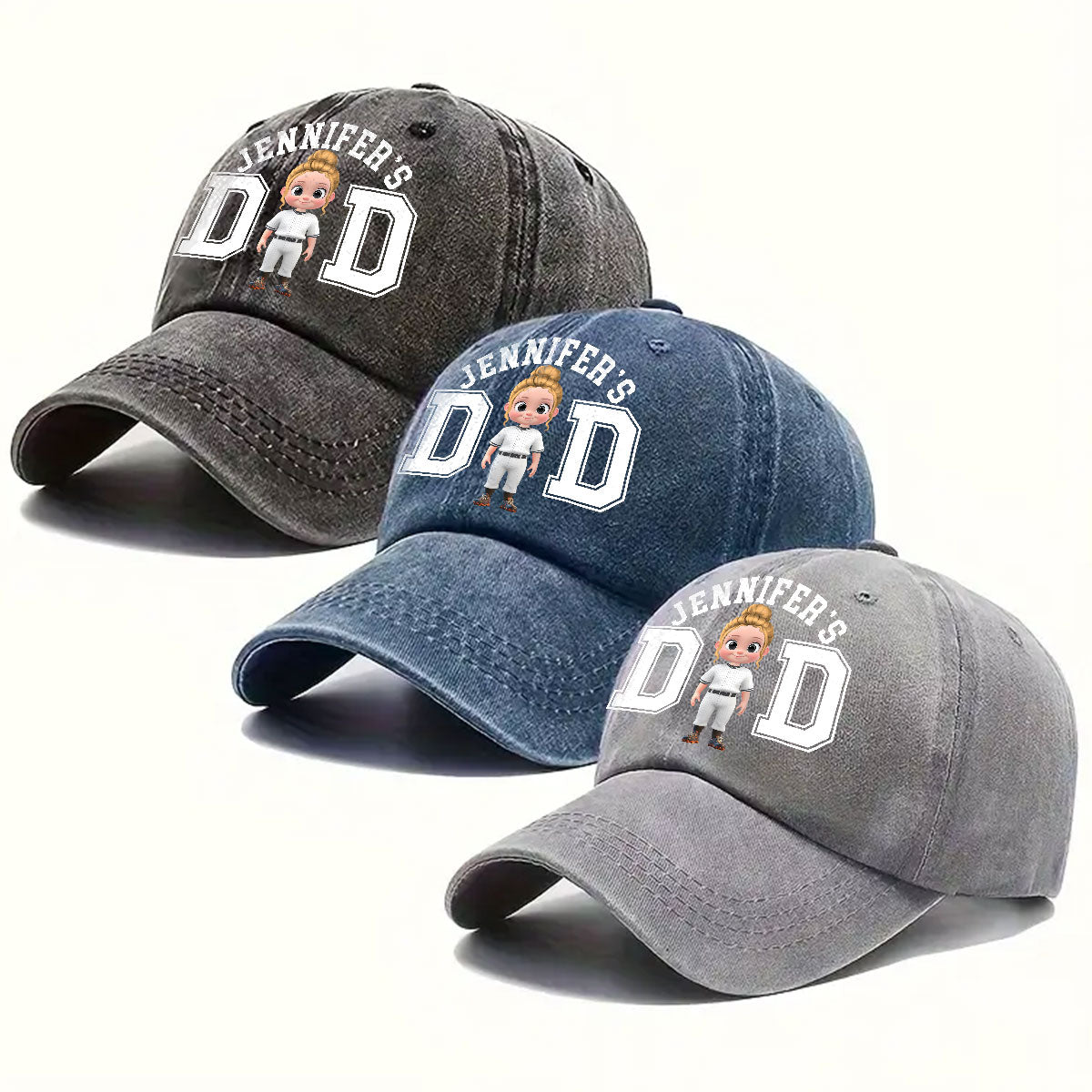 Belongs To The Baseball Dad - Personalized Custom Vintage Washed Denim Cap