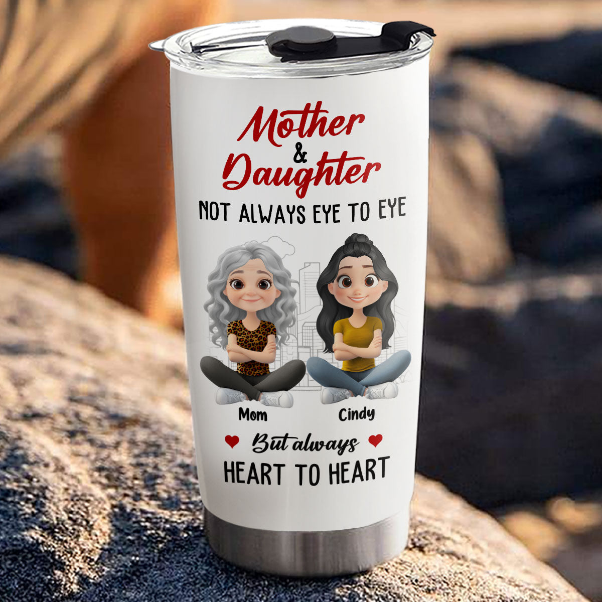 Mother And Daughter Always Connected - Personalized Custom Tumbler