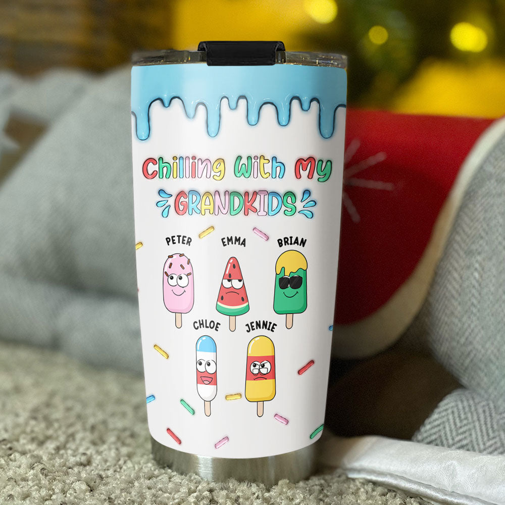 Chilling With My Grandkids - Personalized Custom 3D Inflated Effect Tumbler