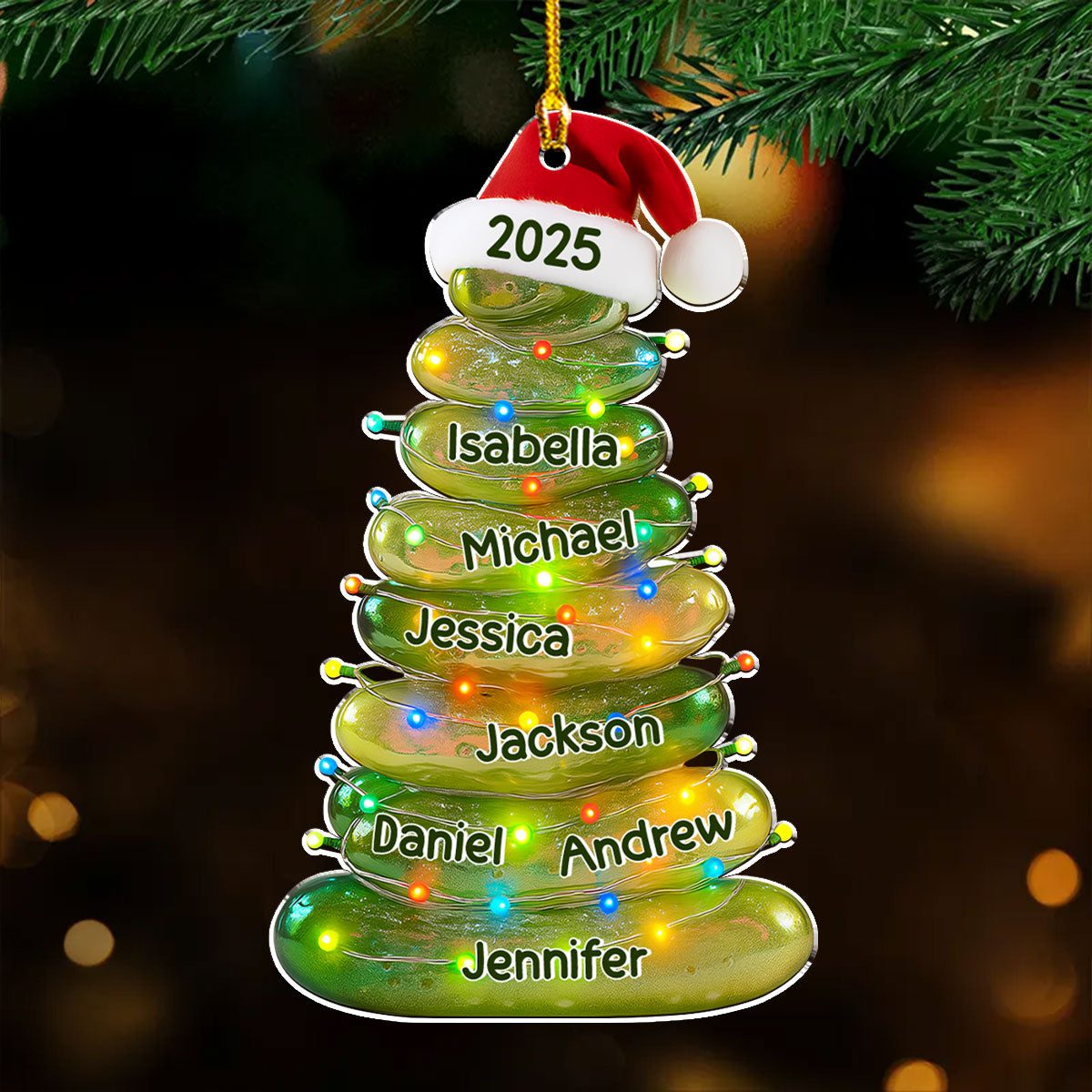 Glass Pickle Family Name - Personalized Custom Acrylic Ornament