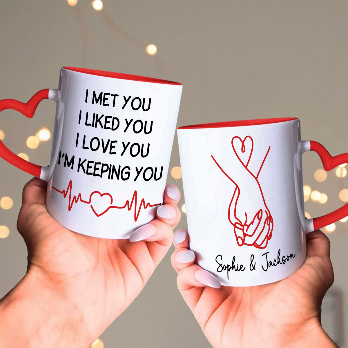 Keeping You - Personalized Custom Heart Handle Mug