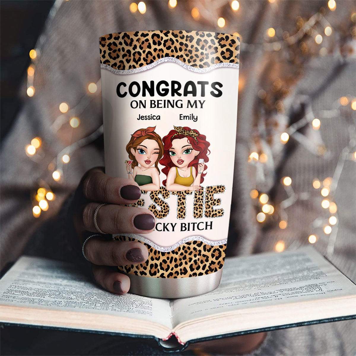 Congrats On Being My Bestie Leopard - Personalized Custom Tumbler