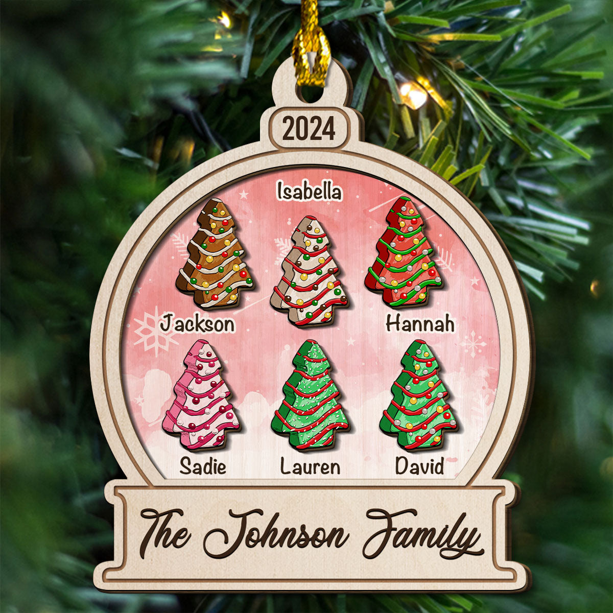 Christmas Cake - Personalized Custom Freeshape 2-Layered Wood Ornament